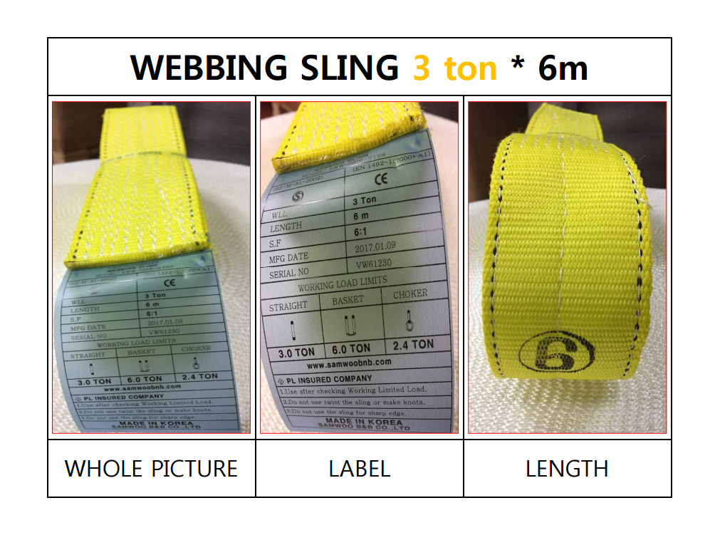 Dây cáp vải cẩu hàng Hàn Quốc 3 Tấn x6M
