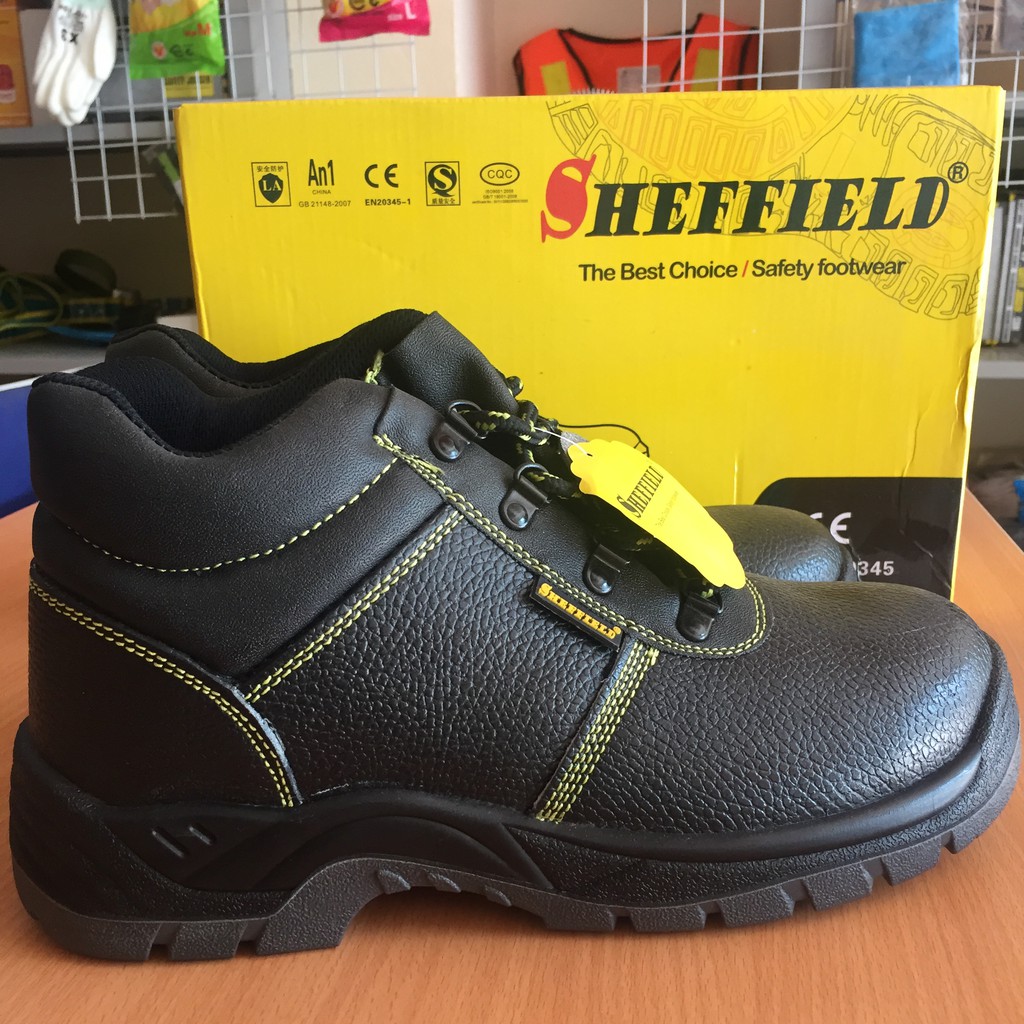 Giày bảo hộ SHEFFIELD chỉ đen đế PU cao cổ xuất xứ Hong Kong