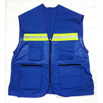 Áo phản quang gile 6 túi hộp vải Hàn lưới Hàn Quốc màu ghi sáng