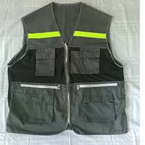 Áo phản quang gile 6 túi hộp vải Hàn lưới Hàn Quốc màu ghi sáng