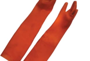 Găng tay cao su 3 ly màu đỏ chống axit mạnh dài tời nách