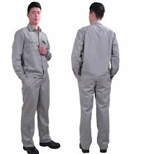 Quần áo bảo hộ túi thường vải kaki cotton màu ghi sáng