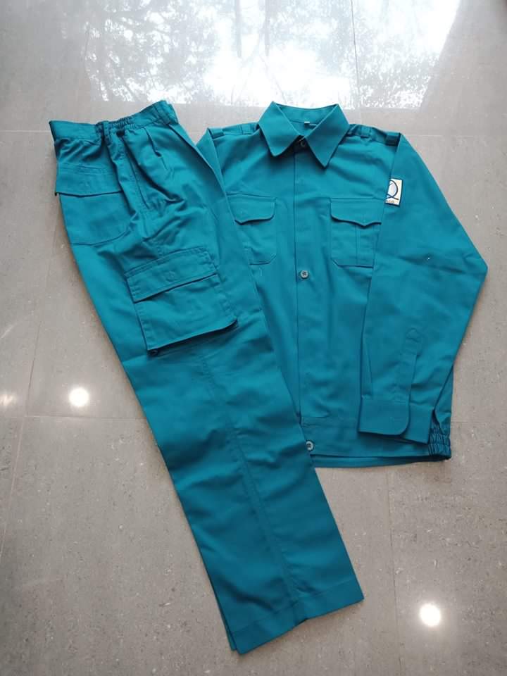 Quần áo bảo hộ túi hộp vải kaki cotton màu xanh